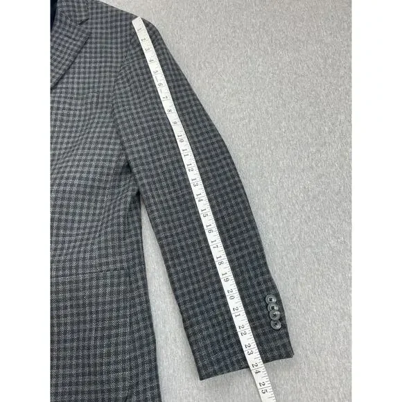 Jos A Bank Blazer Mens 42R Check Cotton Wool Blend Slim Fit 2-Button